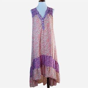 Easel Anthropologie Prairie Floral Sleeveless High Low Shift Dress Small